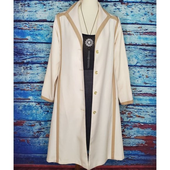 Vintage Jackets & Blazers - VINTAGE Totes II Cream & Tan Trench Coat Size 10